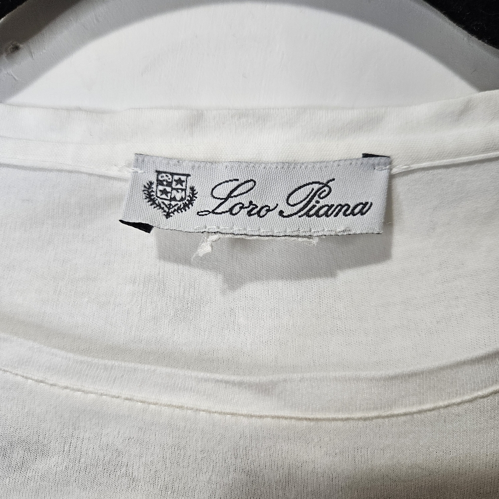 Loro Piana Long Sleeve Crop Tee Shirt White Size 42 US 6 - Picture 8 of 15